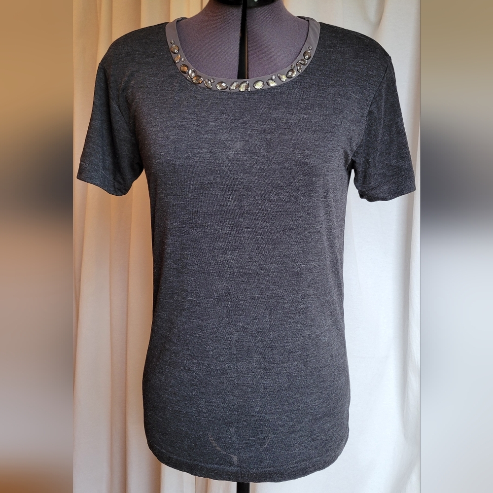 LOFT XXS Petite Embellished Grey Tee
